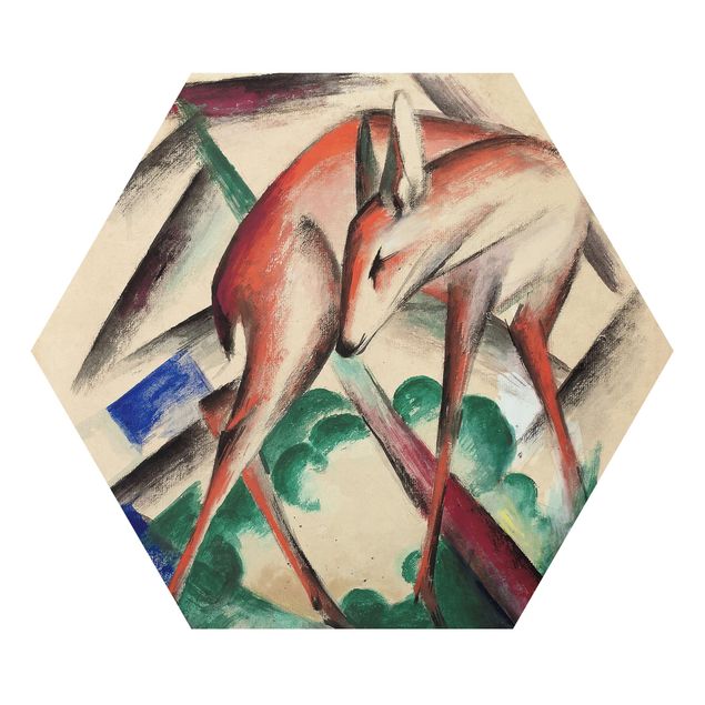 Alu-Dibond hexagon - Franz Marc - Deer