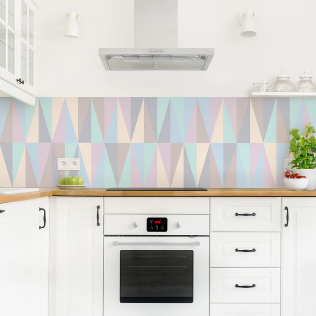 Kitchen wall cladding - Triangles In Pastel Colours