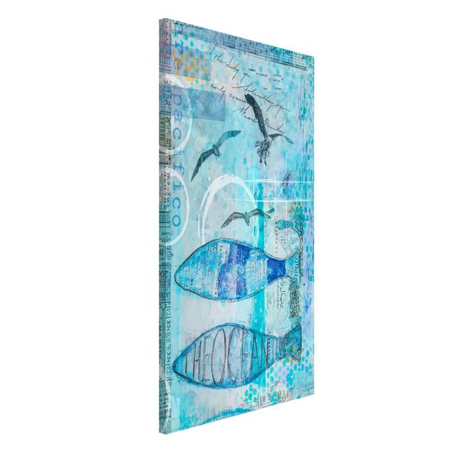 Magnetic memo board - Colourful Collage - Blue Fish