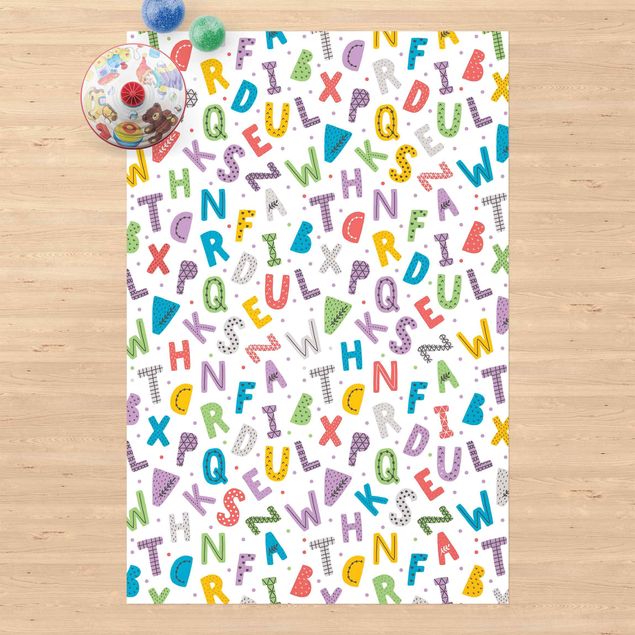 balcony mat Alphabet With Hearts And Dots In Colourful