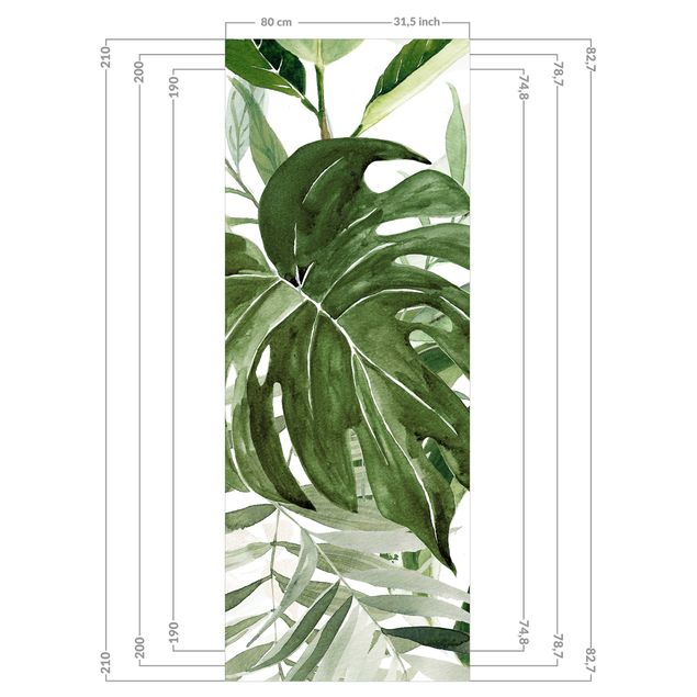 Shower wall cladding - Watercolour Tropical Arrangement With Monstera
