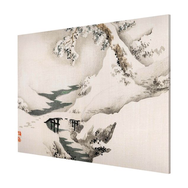Magnetic memo board - Asian Vintage Drawing Winter Landscape