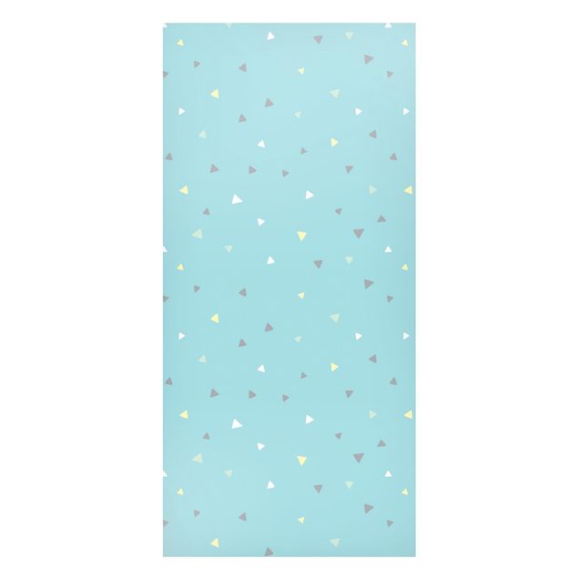 Magnetic memo board - Colourful Drawn Pastel Triangles On Blue