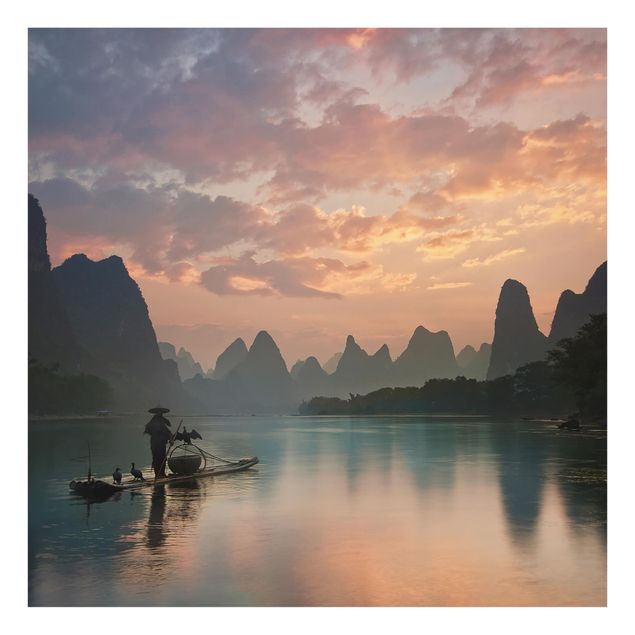 Glass splashback Sunrise Over Chinese River