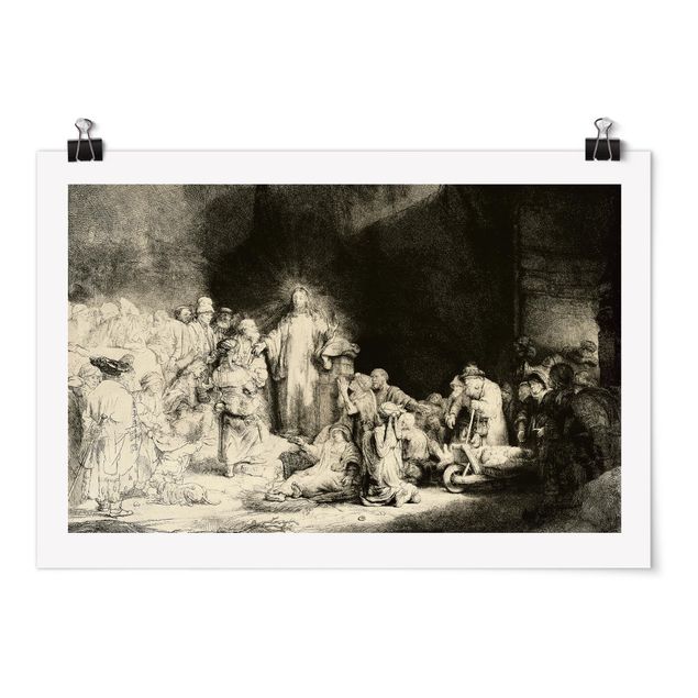 Poster - Rembrandt van Rijn - Christ healing the Sick. The Hundred Guilder