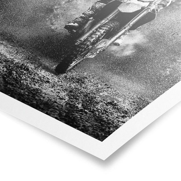 Poster black and white - Motocross In The Mud