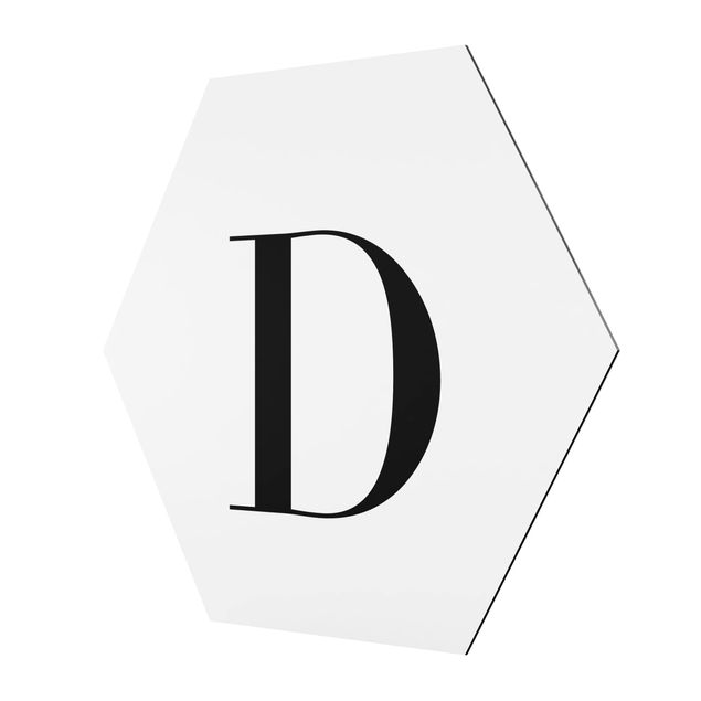 Alu-Dibond hexagon - Letter Serif White D