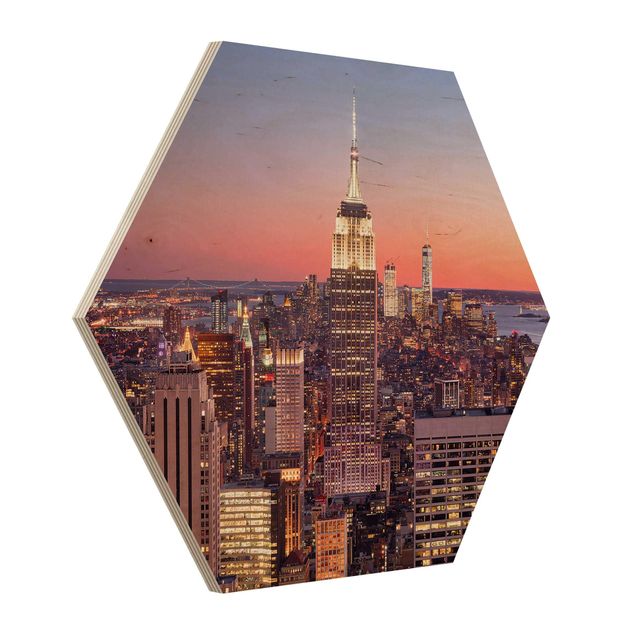 Wooden hexagon - Sunset Manhattan New York City
