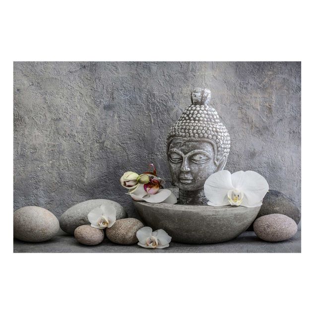Magnetic memo board - Zen Buddha, Orchid And Stone