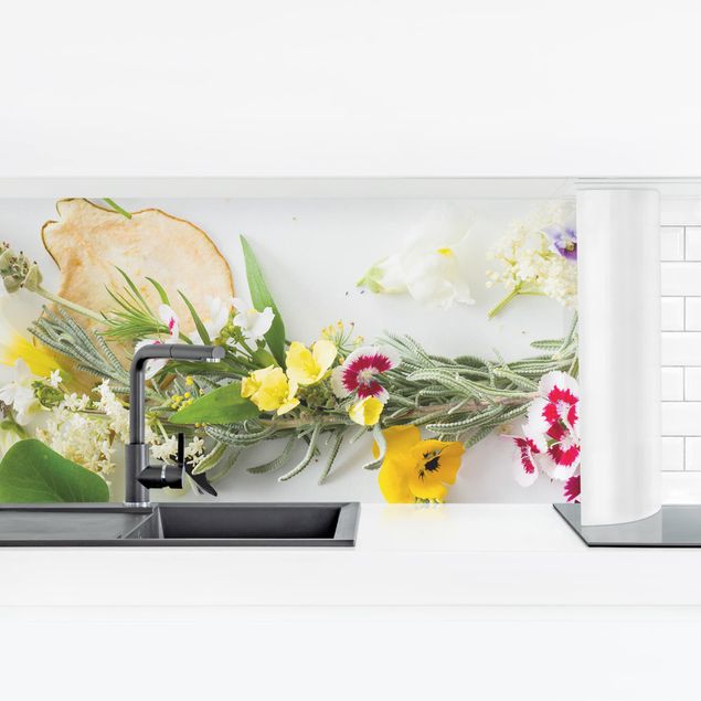 Kitchen wall cladding - Fresh Herbs With Edible Flowers