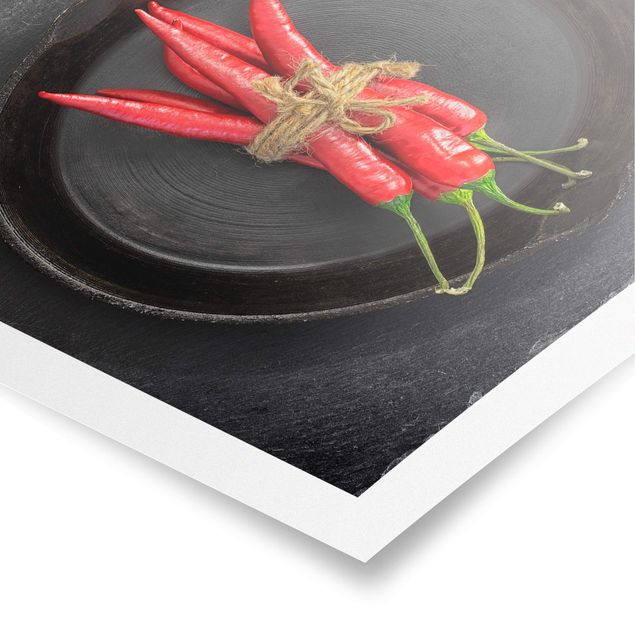 Poster - Red Chili Bundles In Pan On Slate