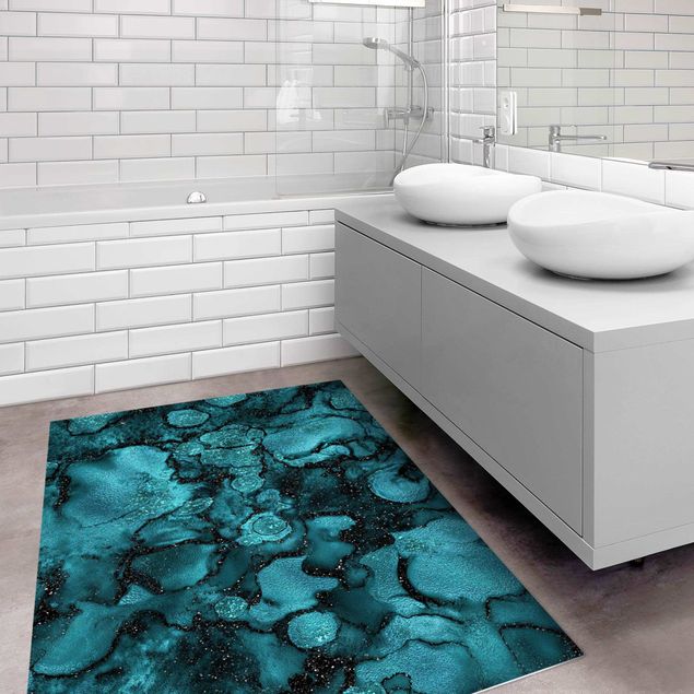 contemporary rugs Turquoise Drop With Glitter