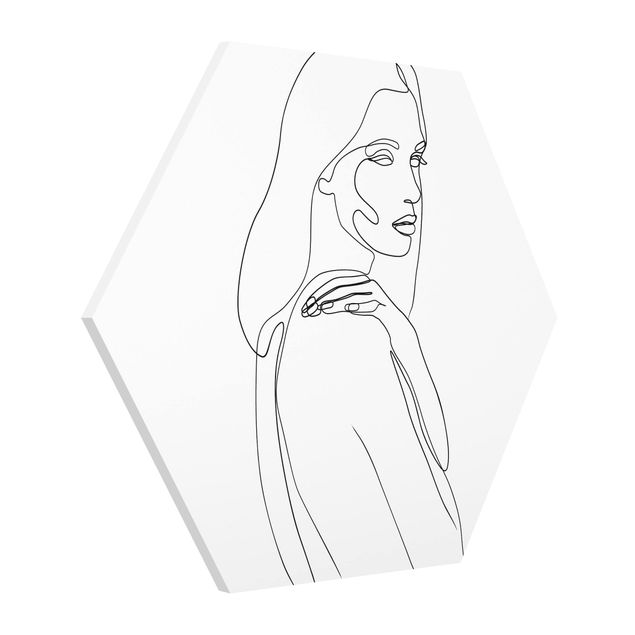 Forex hexagon - Line Art Woman's Shoulder Black And White