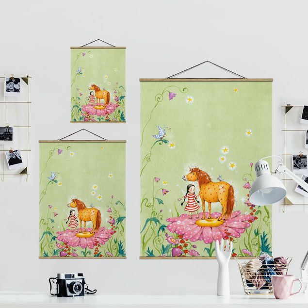 Fabric print with poster hangers - The Magic Pony On The Flower