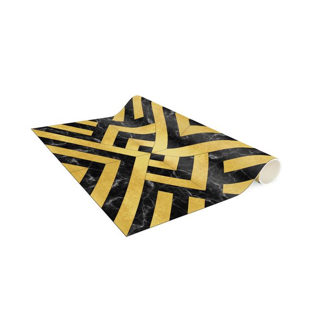rug tile pattern Geometrical Tile Mix Art Deco Gold Black Marble