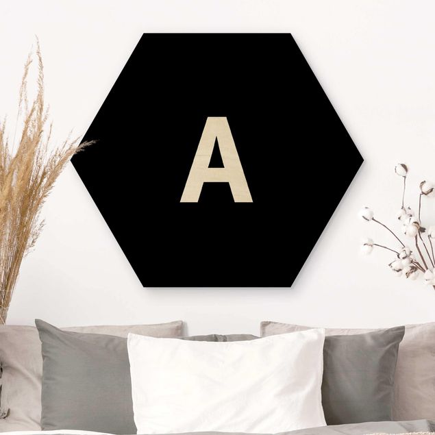 Wooden hexagon - Letter Black A