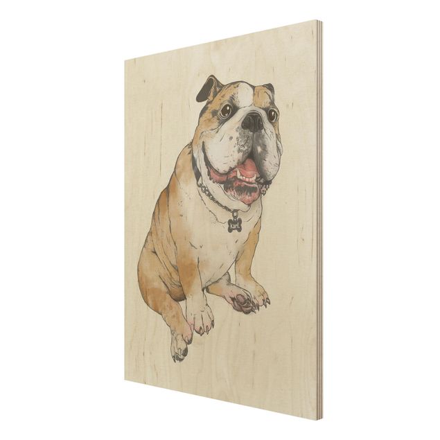 Print on wood - Illustration Dog Bulldog Painting