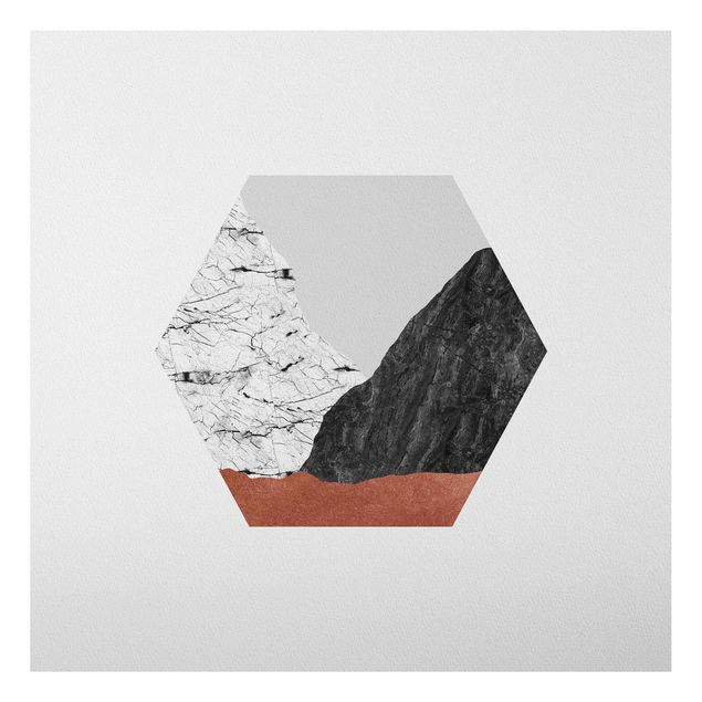 Print on aluminium - Copper Mountains Hexagonal Geometry