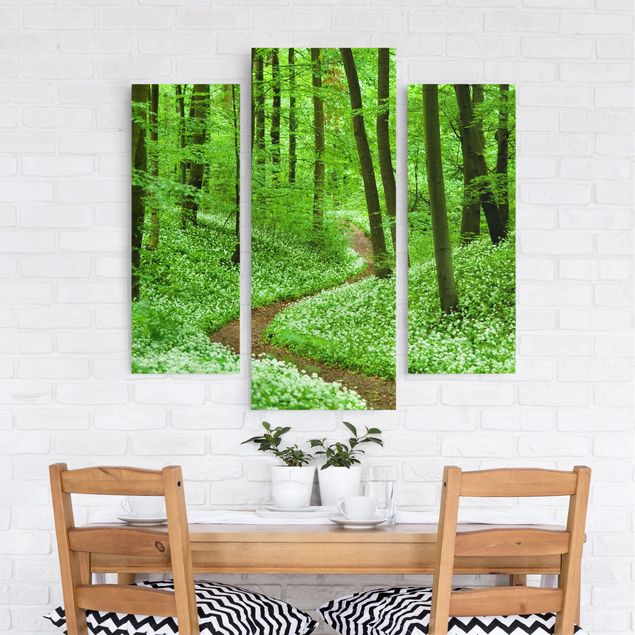 Print on canvas 3 parts - Romantic Forest Track