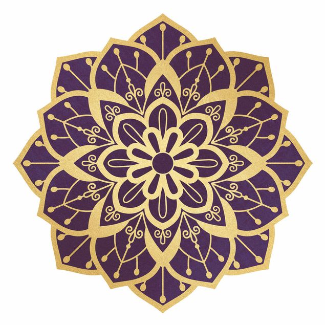Spiritual wall decals Mandala Flower Pattern Gold Violet