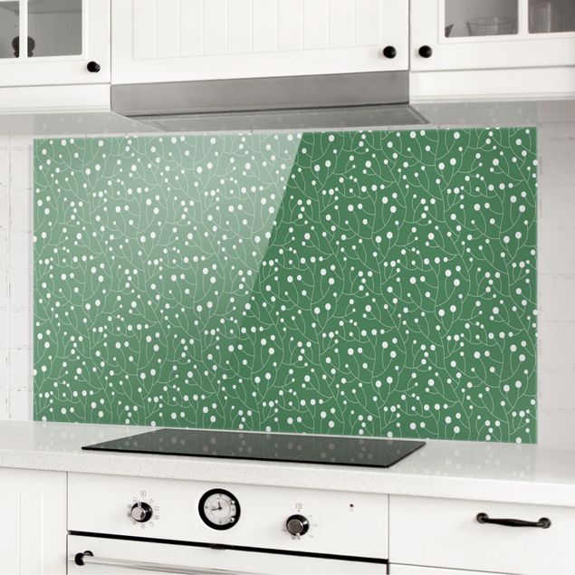 Patterned glass splashbacks Natural Pattern Growth With Dots On Green