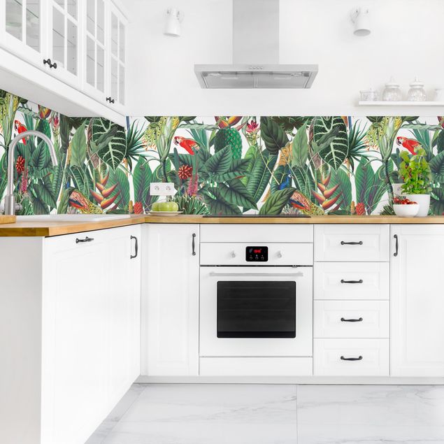 Kitchen splashback animals Colourful Tropical Rainforest Pattern II