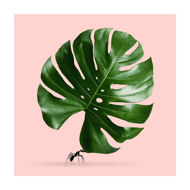 Green rugs Ant With Monstera Leaf