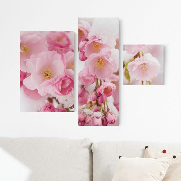 Print on canvas 3 parts - Snow-Covered Cherry Blossoms