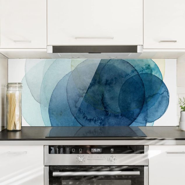 Glass splashback kitchen abstract Big Bang - Blue