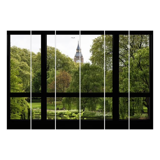 Sliding panel curtains set - Window overlooking St. James Park on Big Ben
