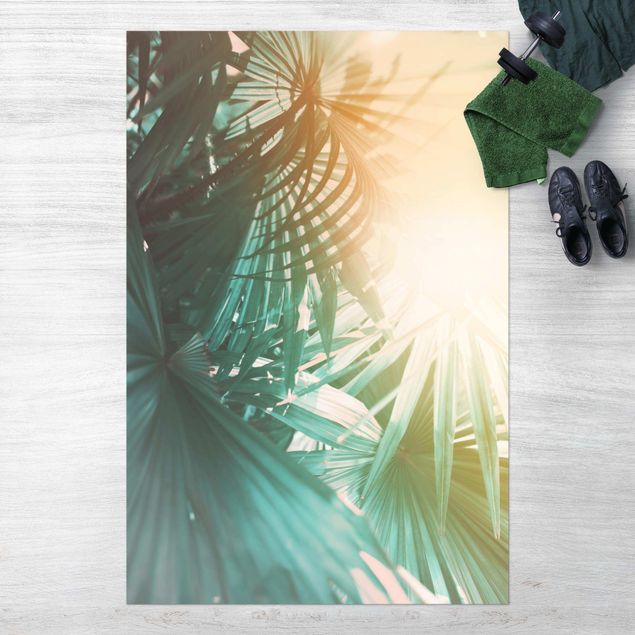 outdoor balcony rug Tropical Plants Palm Trees At Sunset