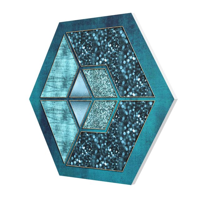 Hexagon Picture Forex - Blue Hexagon With Gold Outline