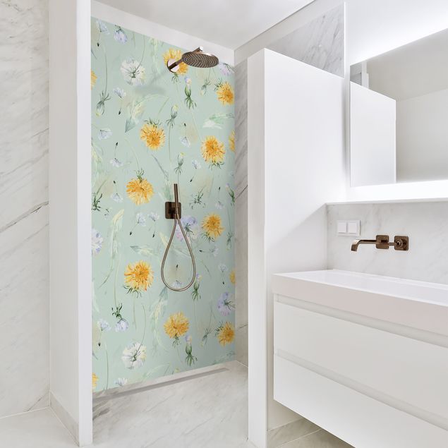 Shower panels Watercolour Dandelion