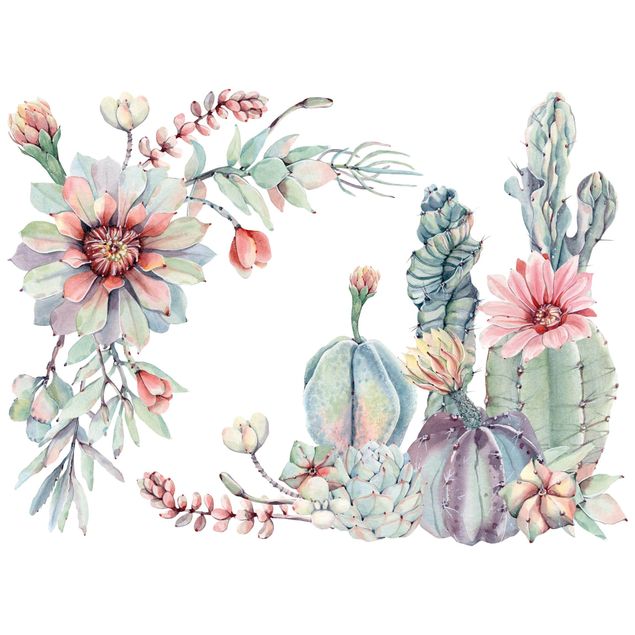 Wall sticker - Watercolour Cactus Flower Ornament XXL