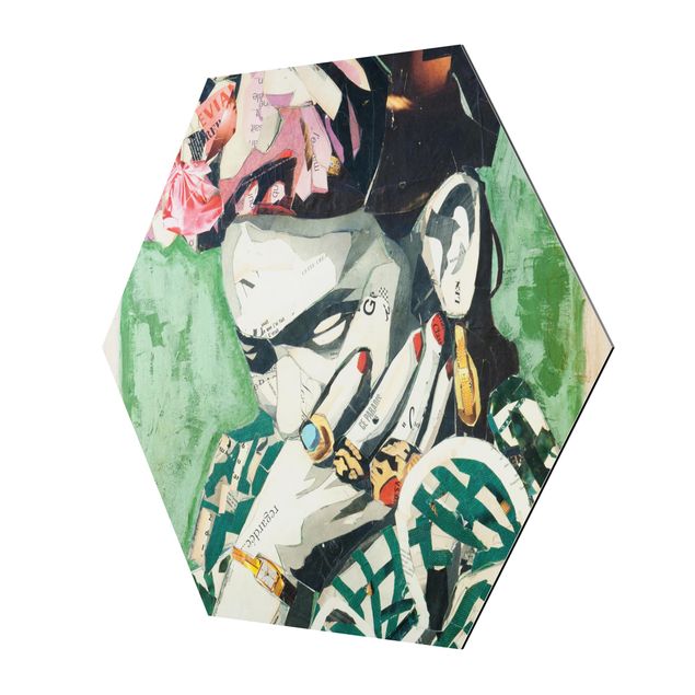 Alu-Dibond hexagon - Frida Kahlo - Collage No.3