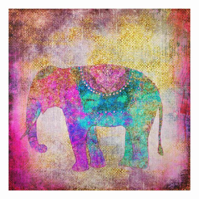 Print on aluminium - Colourful Collage - Indian Elephant