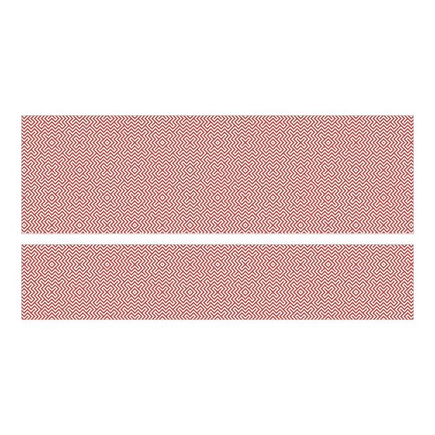 Adhesive film for furniture IKEA - Malm bed 140x200cm - Red Geometric Stripe Pattern