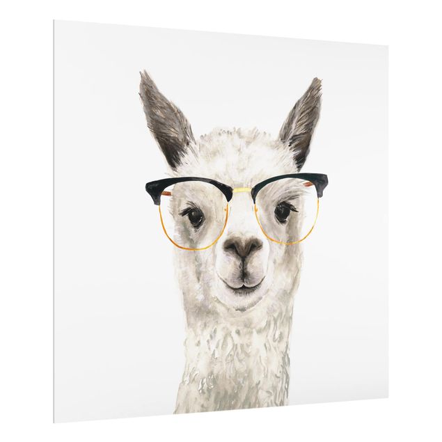 Glass Splashback - Hip Lama With Glasses I - Square 1:1