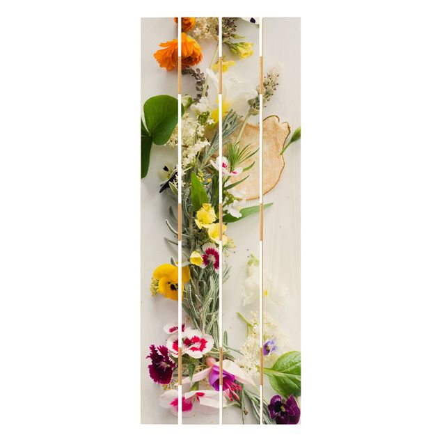 Print on wood - Fresh Herbs With Edible Flowers