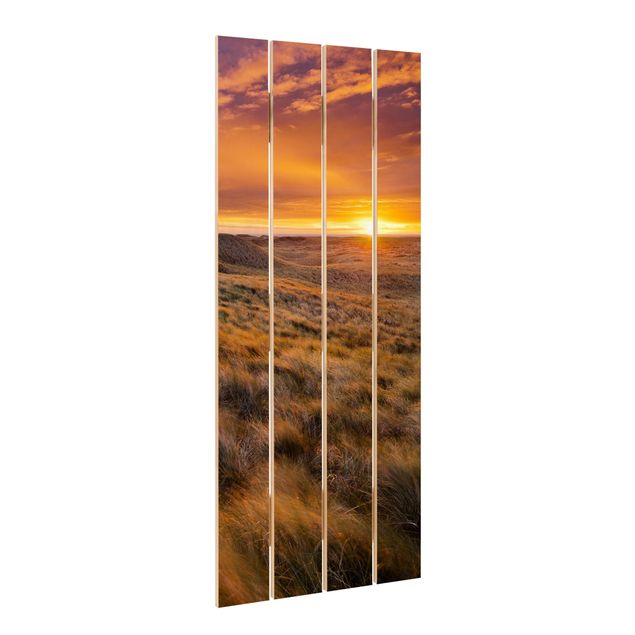 Print on wood - Sunrise On The Beach On Sylt
