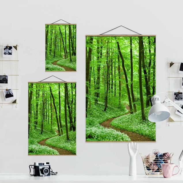 Fabric print with poster hangers - Romantic Forest Track