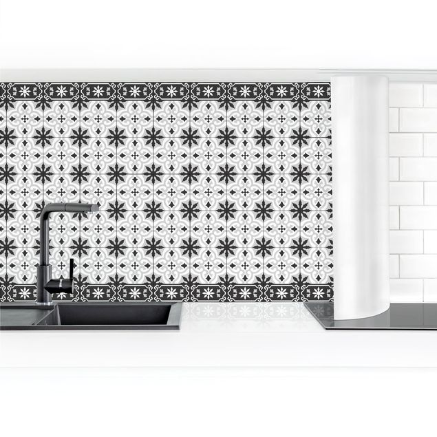 Kitchen splashbacks Geometrical Tile Mix Cross Black