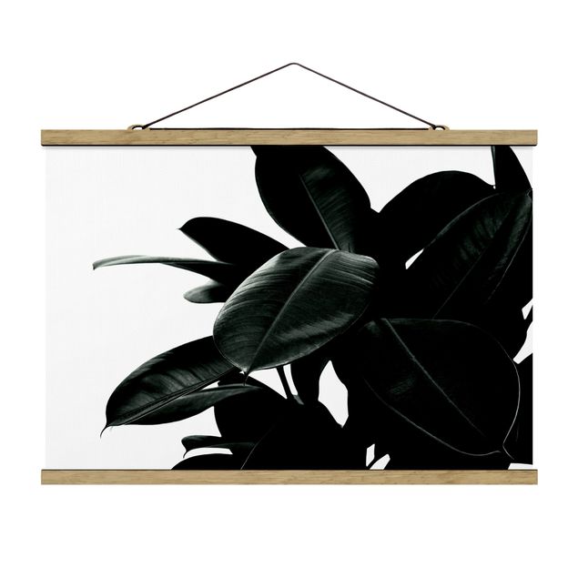 Fabric print with poster hangers - Rubber Tree Dark Green