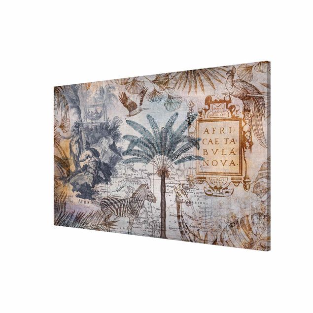 Magnetic memo board - Vintage Collage Map Africa