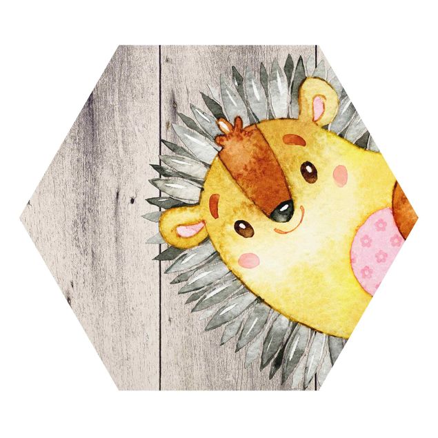 Hexagon Picture Forex - Watercolor Hedgehog On Wood