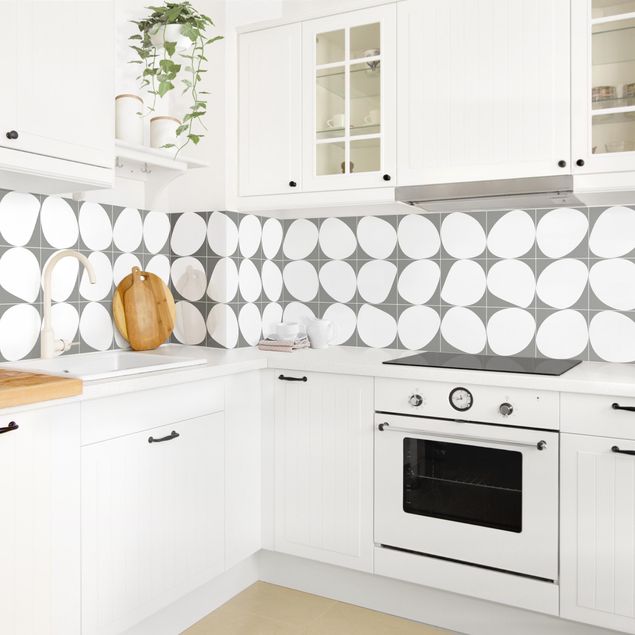 Kitchen splashback abstract Oval Tiles - Dark Grey