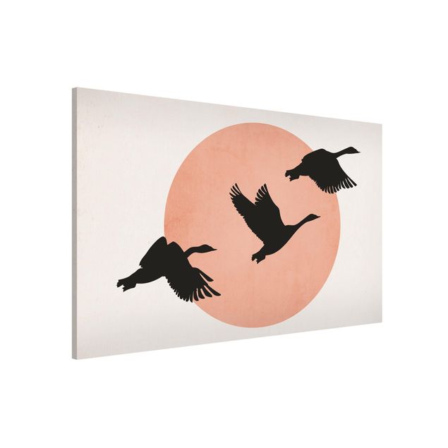 Magnetic memo board - Birds In Front Of Rose Sun III