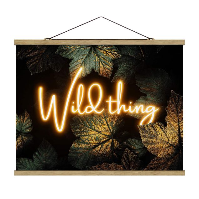 Fabric print with poster hangers - Wild Thing Golden Leaves
