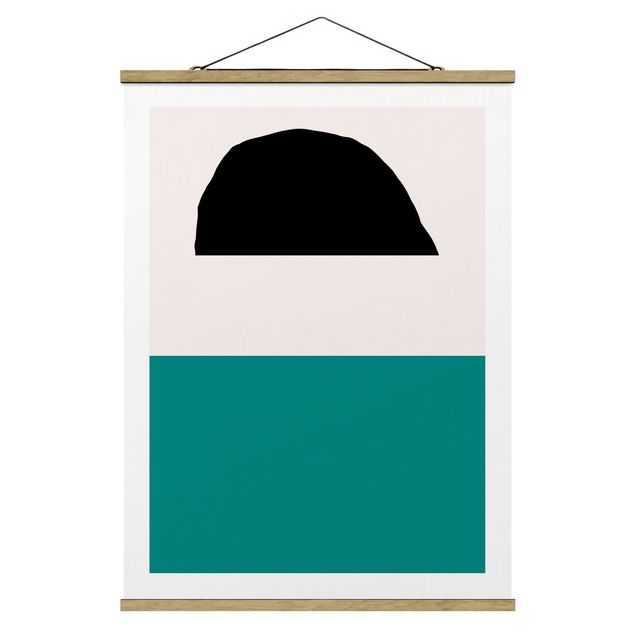 Fabric print with poster hangers - Line Art Abstract Shapes