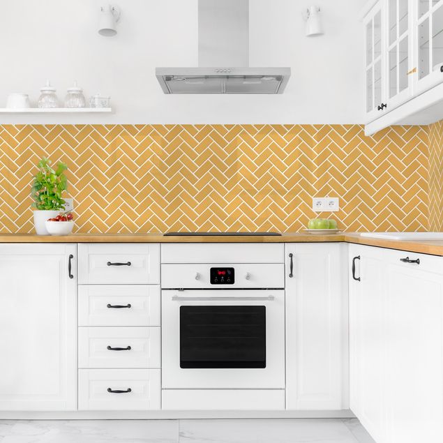 Kitchen splashback tiles Fish Bone Tiles - Orange